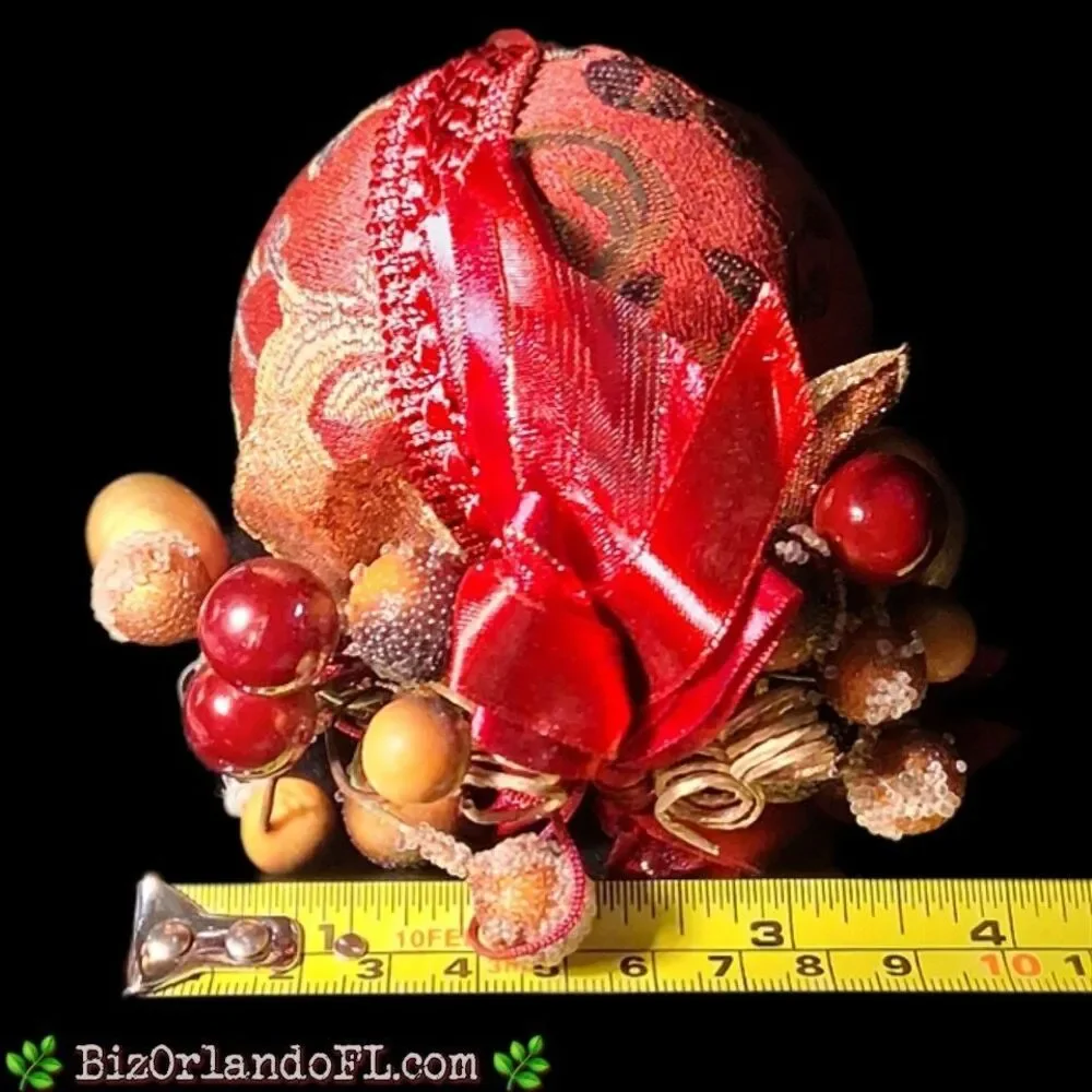 VINTAGE: Festive Holiday / Christmas Ornament with Faux Fruit / Berries / Ribbon